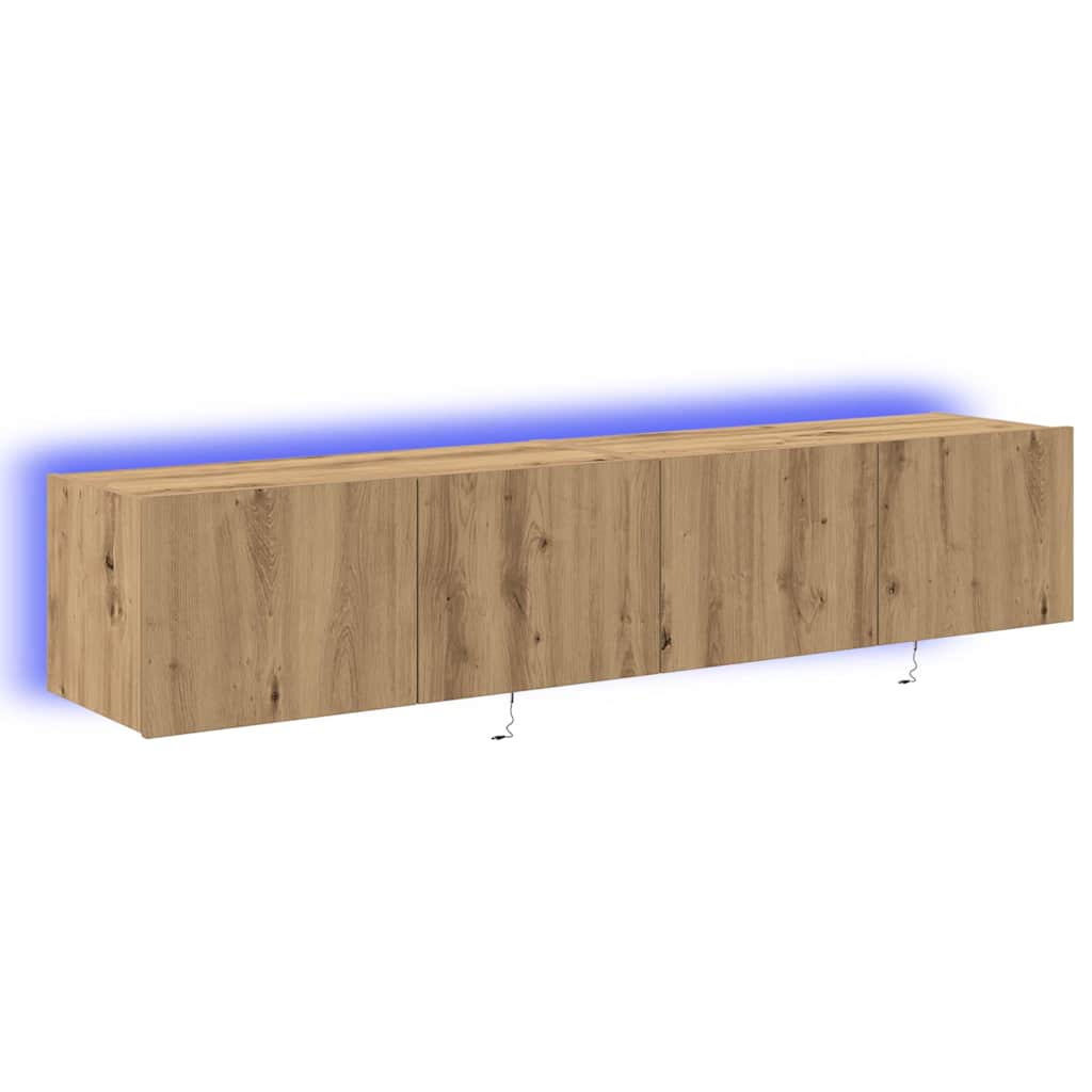 TV-Wandschrank mit LED 2 pcs Artisan-Eiche 80 x 35 x 31 cm