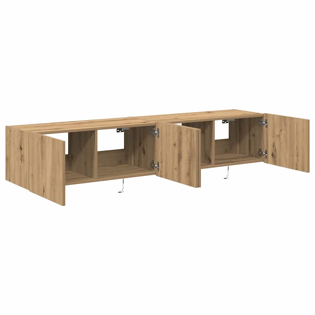 TV-Wandschrank mit LED 2 pcs Artisan-Eiche 80 x 35 x 31 cm