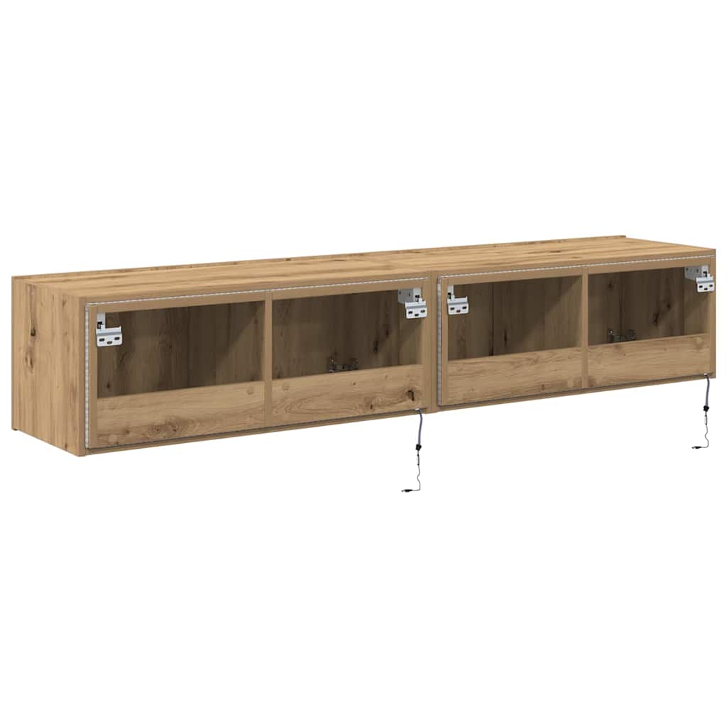 TV-Wandschrank mit LED 2 pcs Artisan-Eiche 80 x 35 x 31 cm