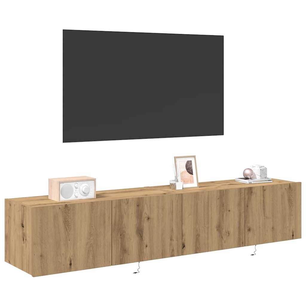 TV-Wandschrank mit LED 2 pcs Artisan-Eiche 80 x 35 x 31 cm