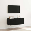 TV-Wandschrank mit LED Schwarz Eichen-Optik 80 x 35 x 31 cm