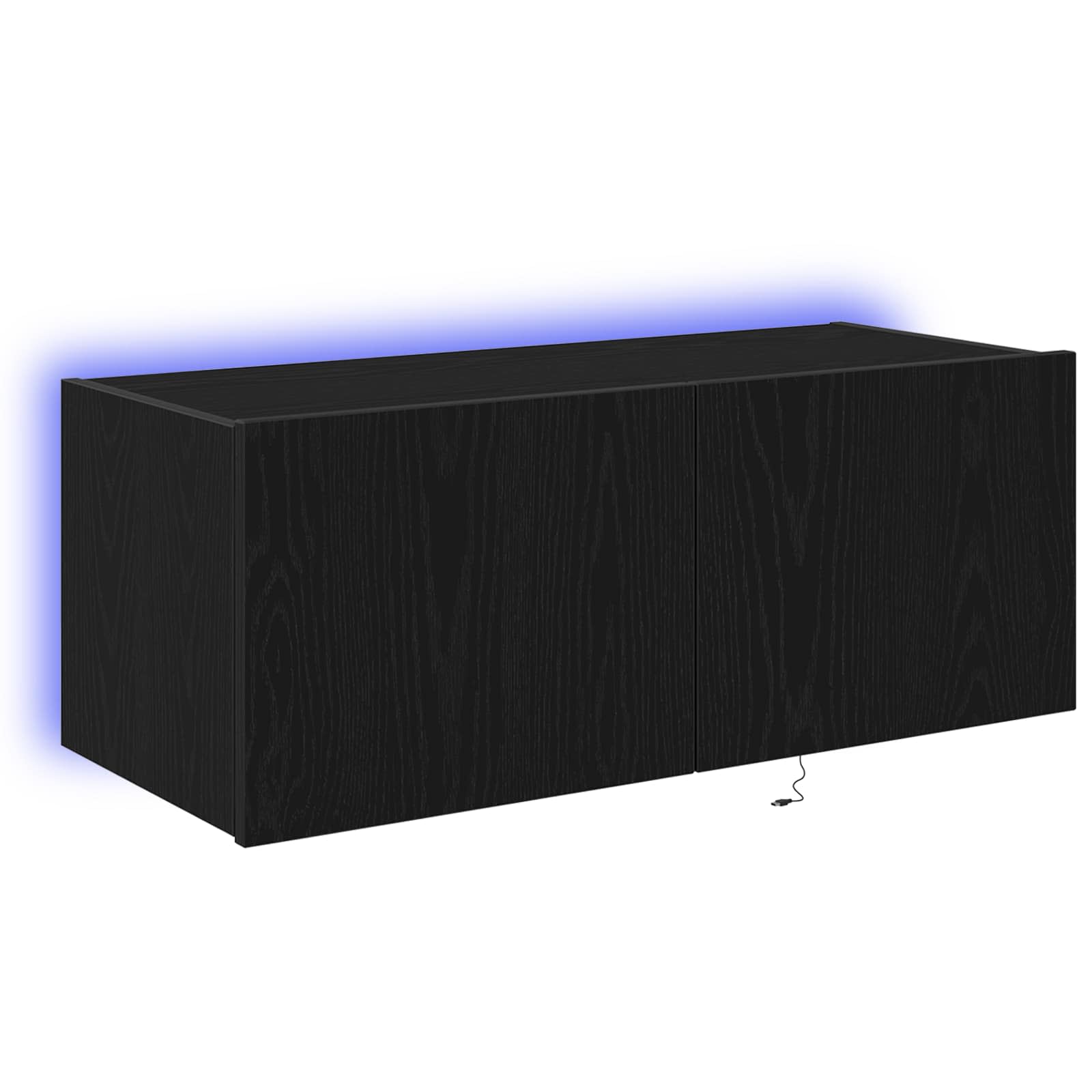 TV-Wandschrank mit LED Schwarz Eichen-Optik 80 x 35 x 31 cm
