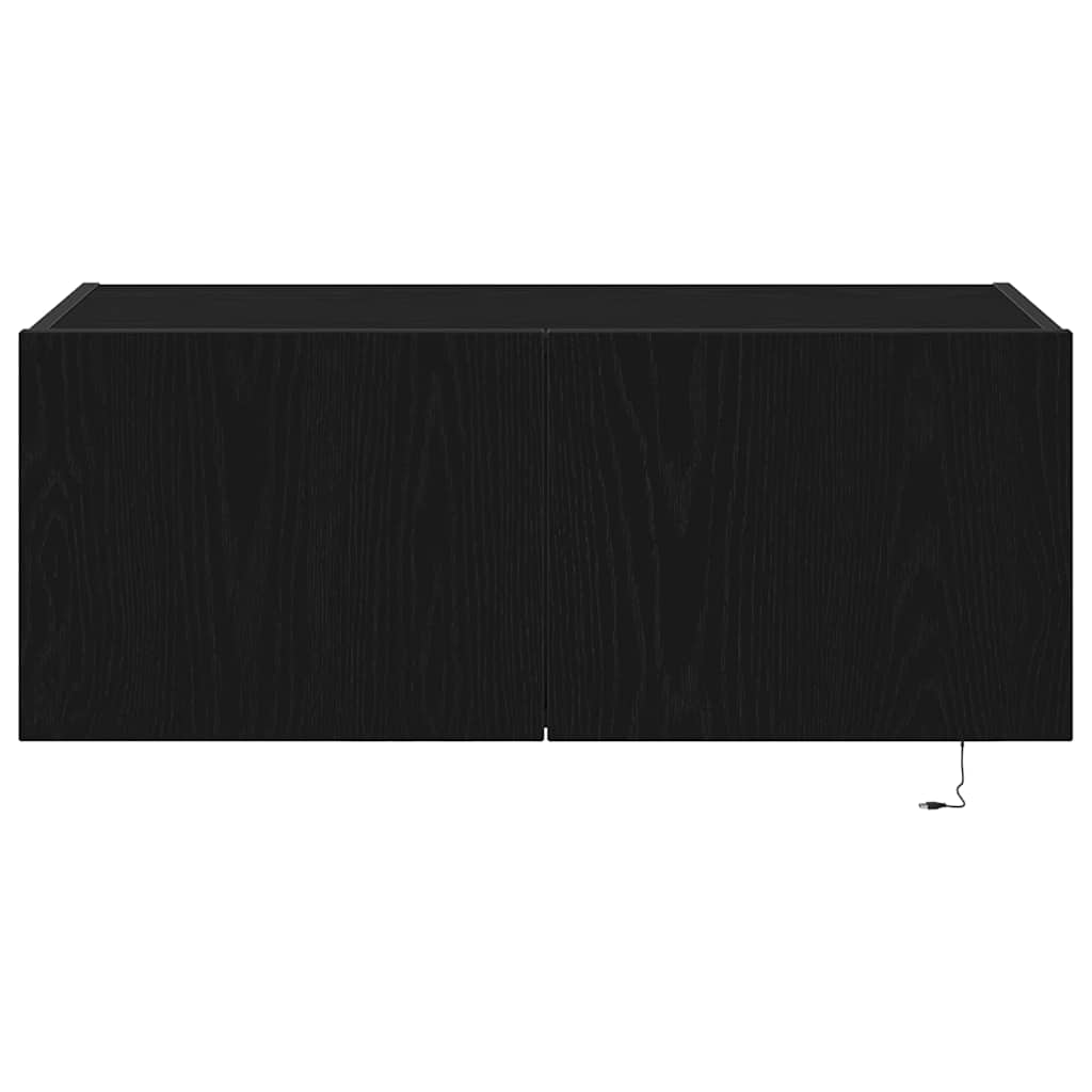 TV-Wandschrank mit LED Schwarz Eichen-Optik 80 x 35 x 31 cm