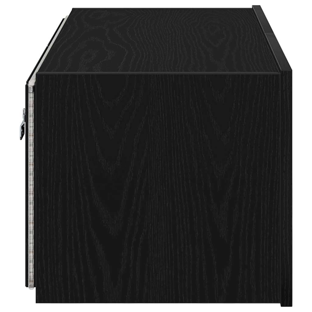 TV-Wandschrank mit LED Schwarz Eichen-Optik 80 x 35 x 31 cm