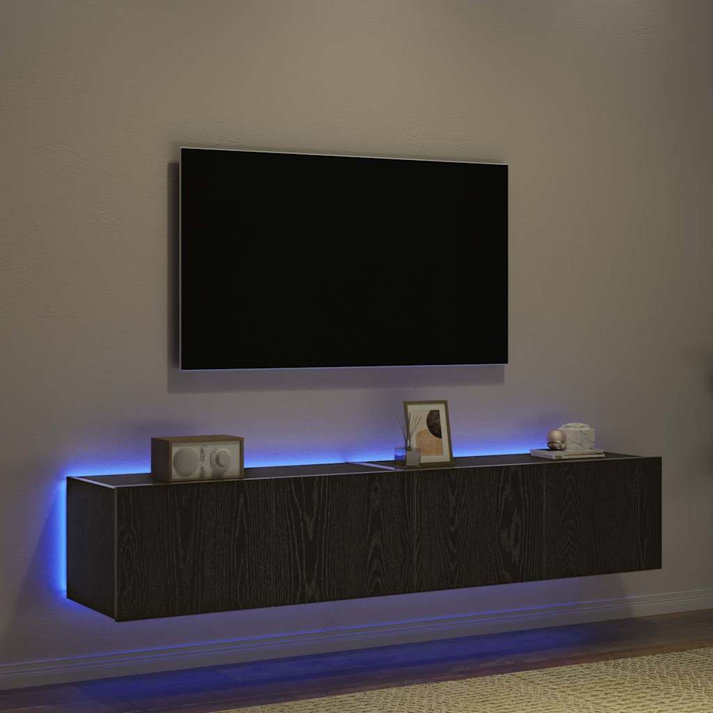 TV-Wandschrank 2 pcs Schwarz Eichen-Optik 80 x 35 x 31 cm