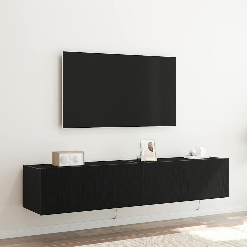 TV-Wandschrank 2 pcs Schwarz Eichen-Optik 80 x 35 x 31 cm
