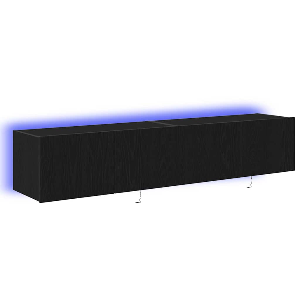 TV-Wandschrank 2 pcs Schwarz Eichen-Optik 80 x 35 x 31 cm