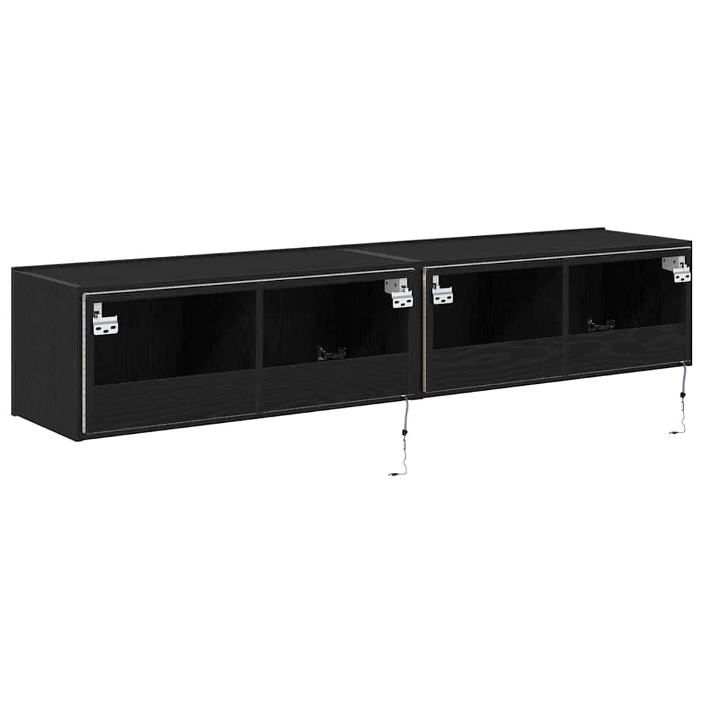 TV-Wandschrank 2 pcs Schwarz Eichen-Optik 80 x 35 x 31 cm
