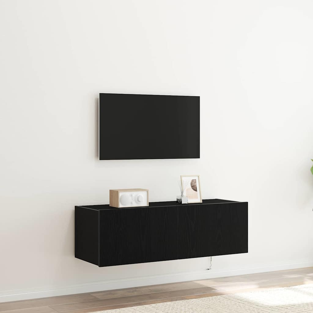 TV-Wandschrank 2 pcs Schwarz Eichen-Optik 100 x 35 x 31 cm