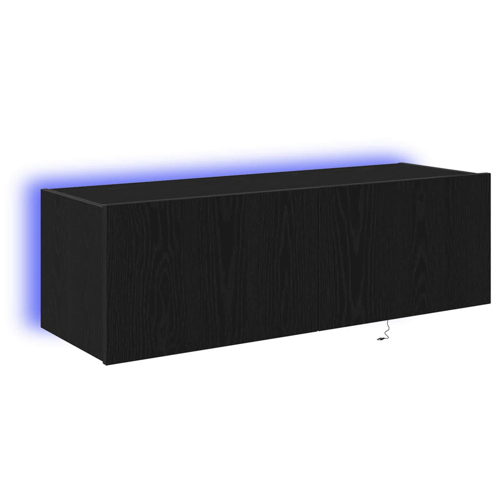 TV-Wandschrank 2 pcs Schwarz Eichen-Optik 100 x 35 x 31 cm