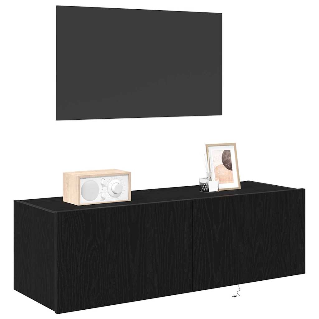 TV-Wandschrank 2 pcs Schwarz Eichen-Optik 100 x 35 x 31 cm
