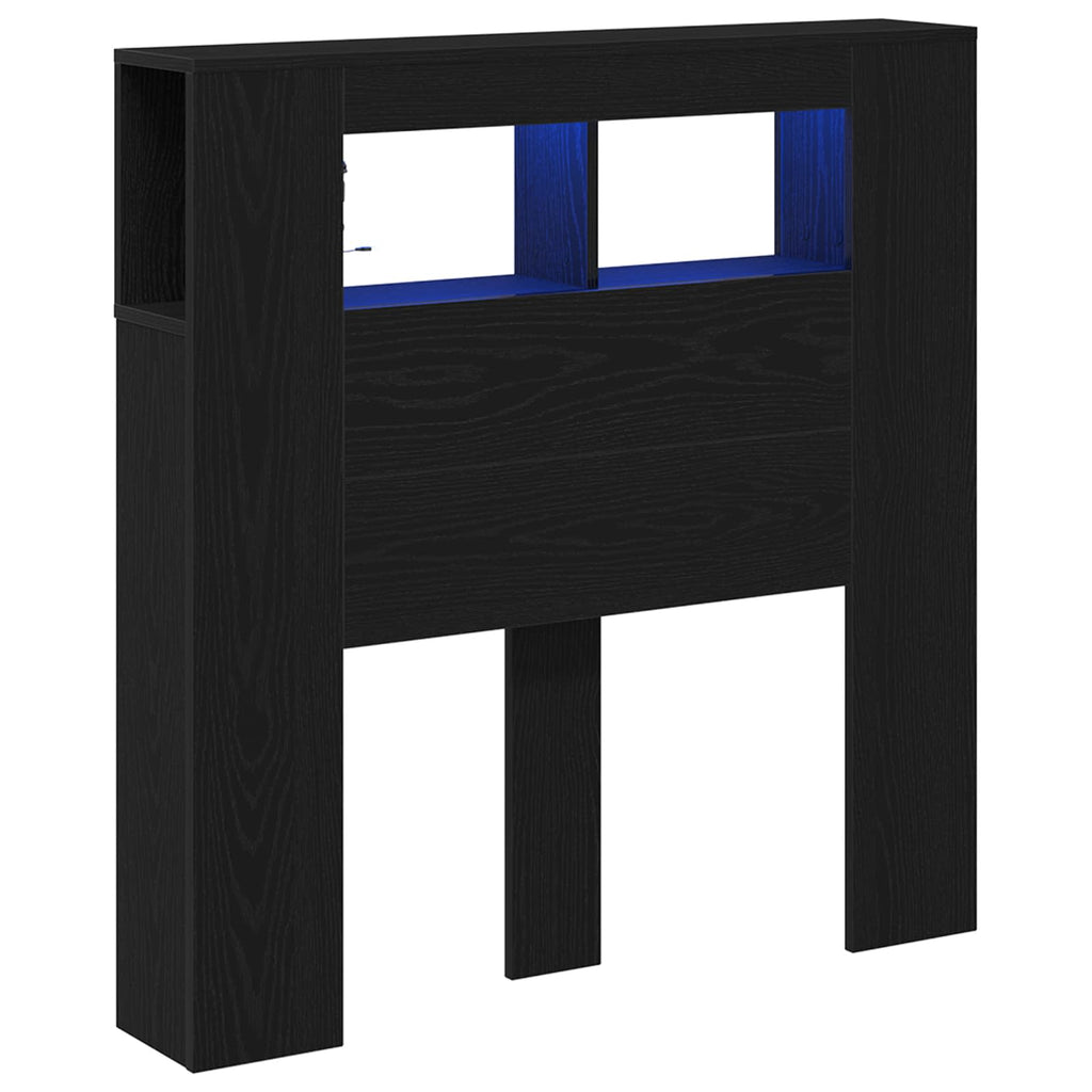 LED Kopfteil Schwarz Eichen-Optik 100 x 18,5 x 103,5 cm
