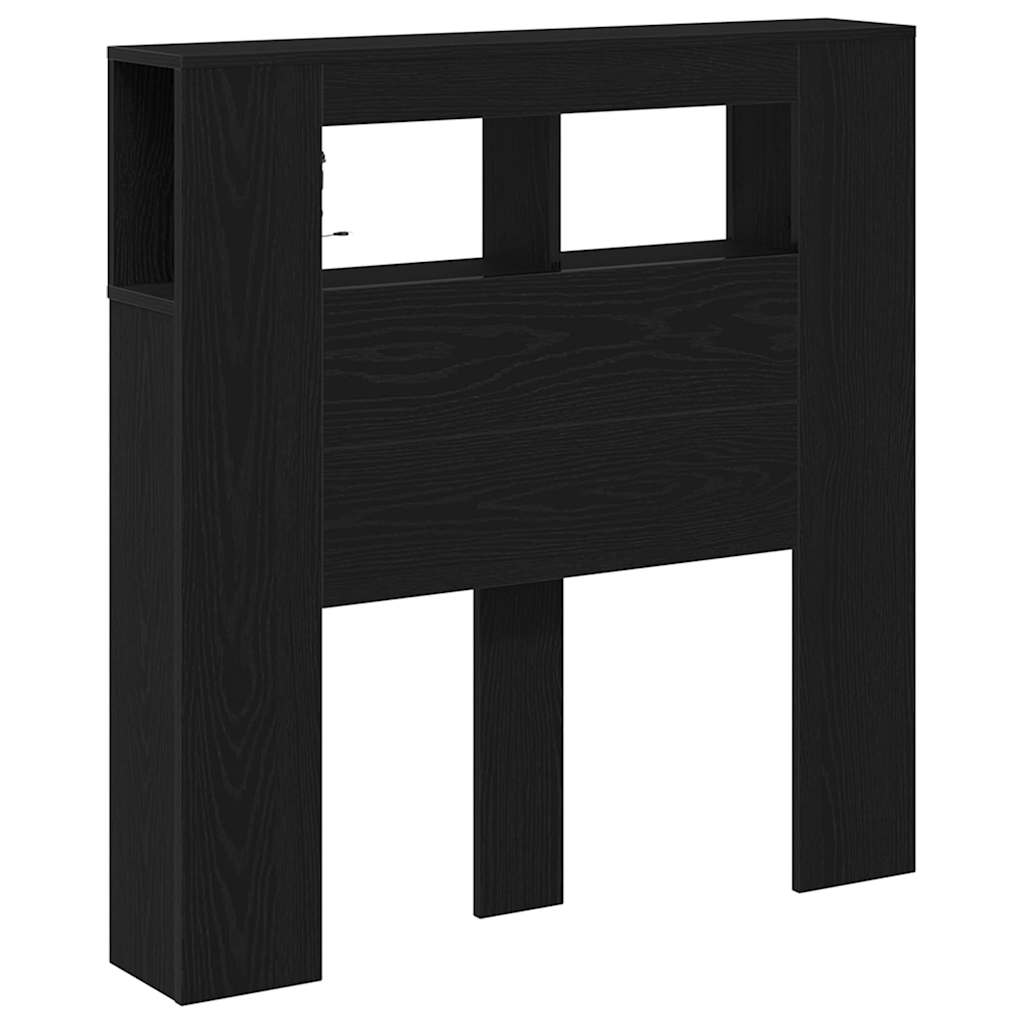 LED Kopfteil Schwarz Eichen-Optik 100 x 18,5 x 103,5 cm