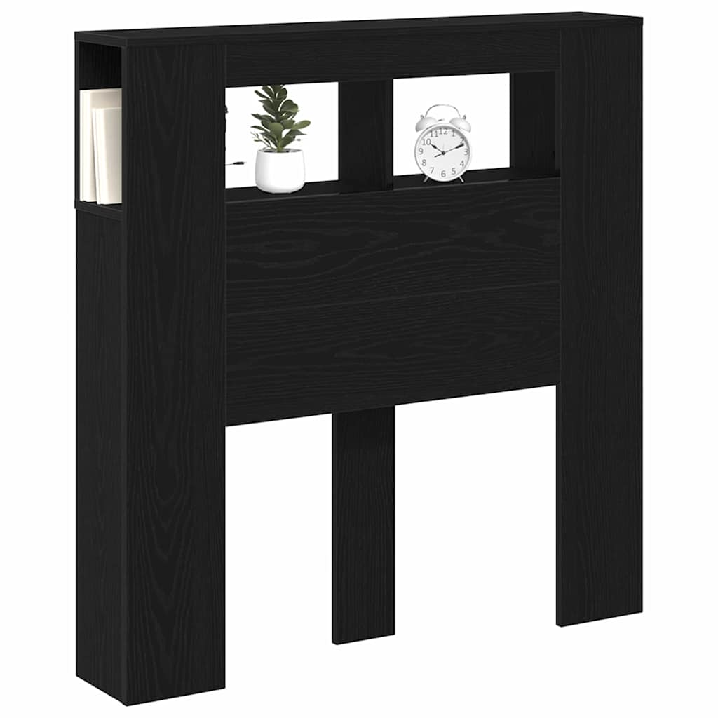LED Kopfteil Schwarz Eichen-Optik 100 x 18,5 x 103,5 cm