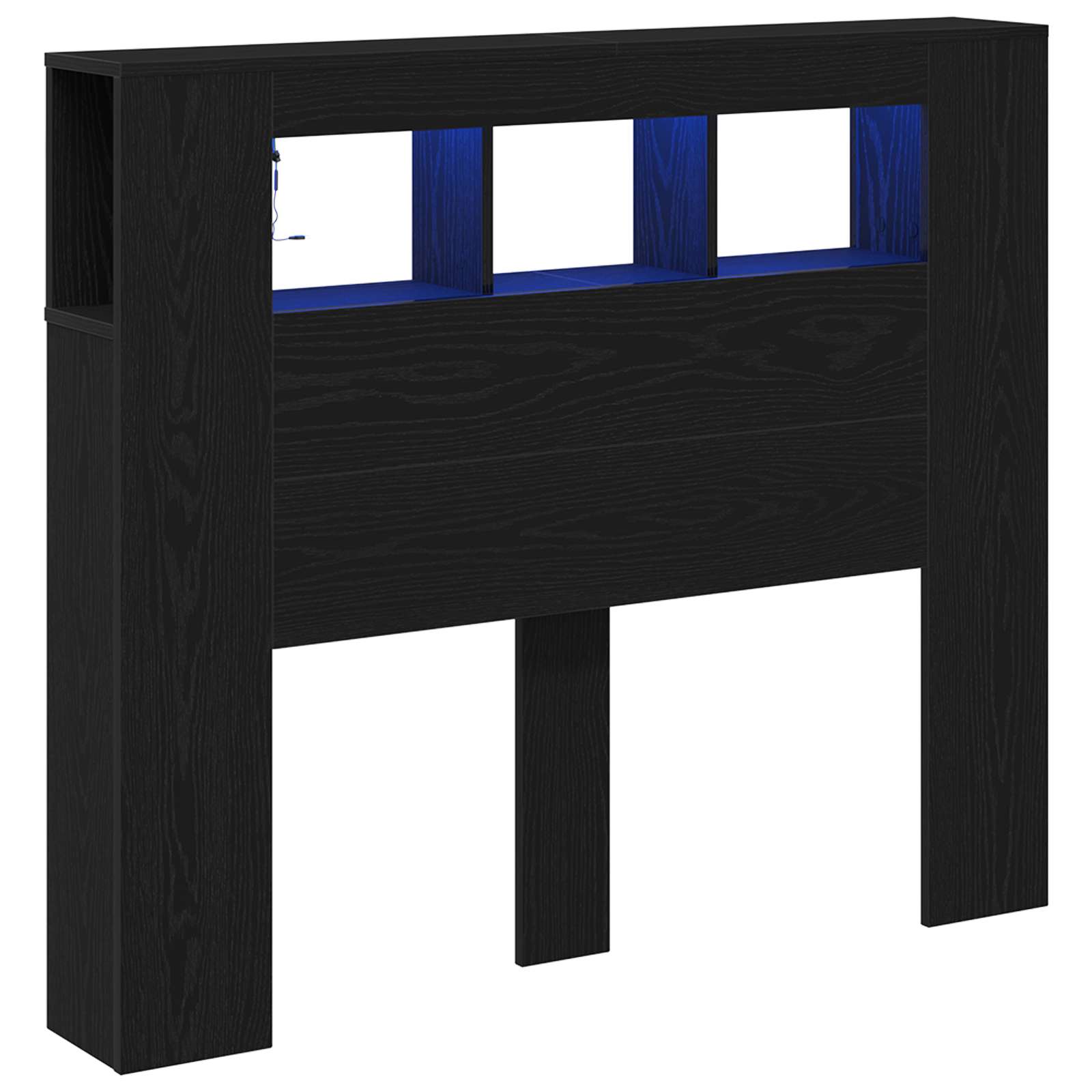 LED Kopfteil Schwarz Eichen-Optik 120 x 18,5 x 103,5 cm