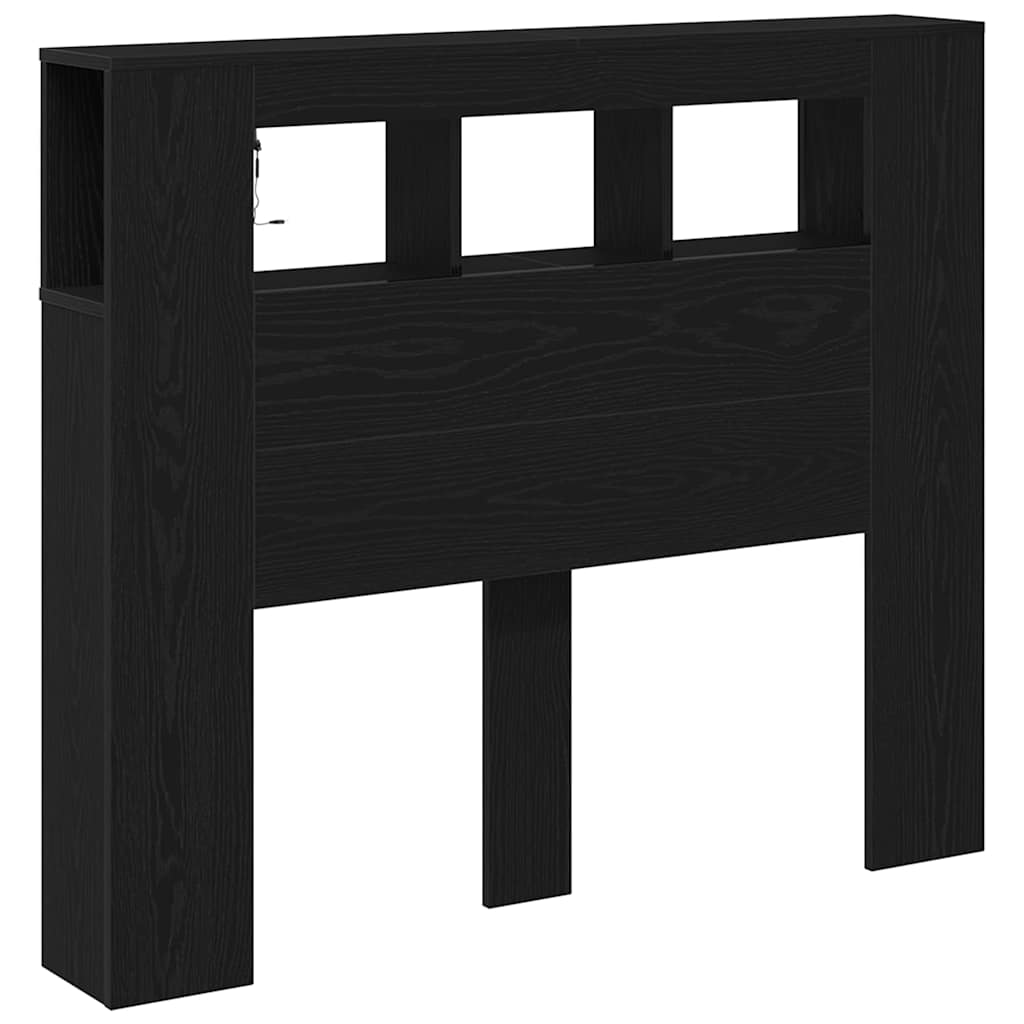 LED Kopfteil Schwarz Eichen-Optik 120 x 18,5 x 103,5 cm