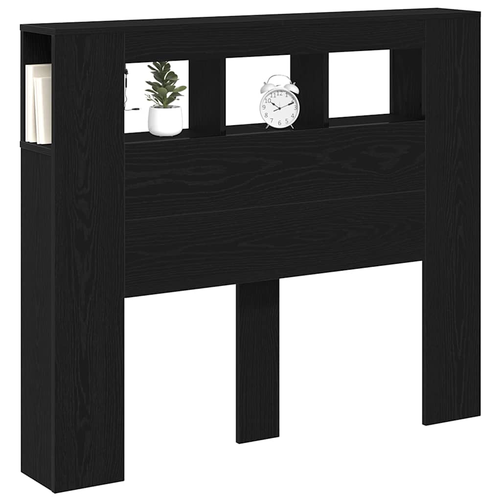 LED Kopfteil Schwarz Eichen-Optik 120 x 18,5 x 103,5 cm