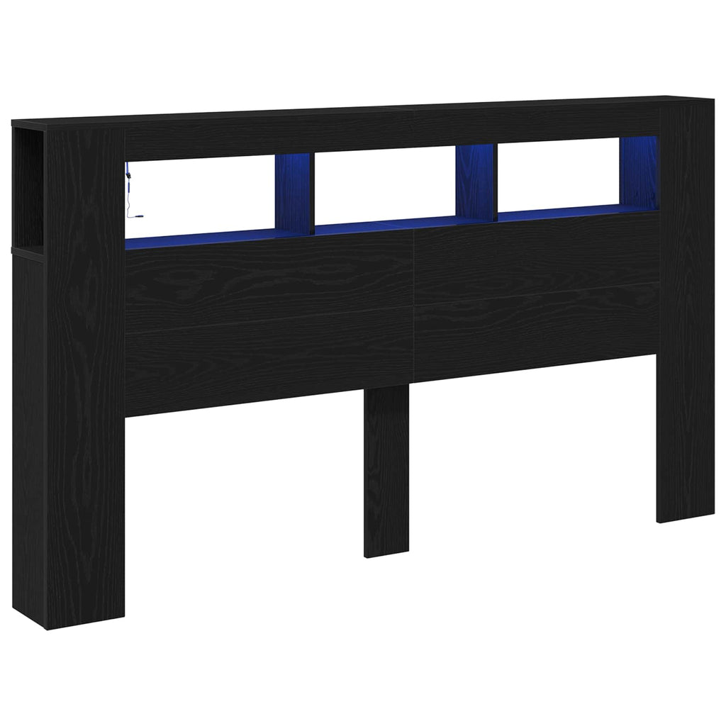 LED Kopfteil Schwarz Eichen-Optik 180 x 18,5 x 103,5 cm