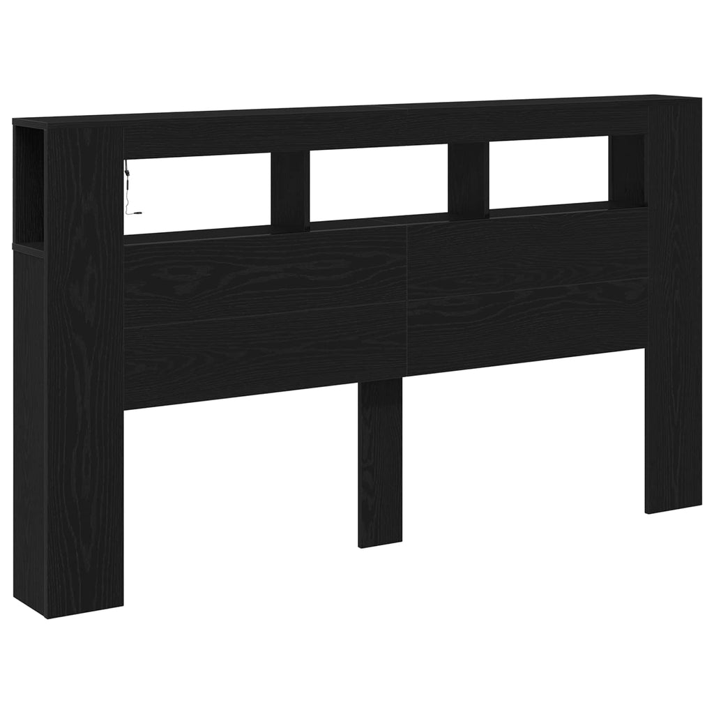 LED Kopfteil Schwarz Eichen-Optik 180 x 18,5 x 103,5 cm