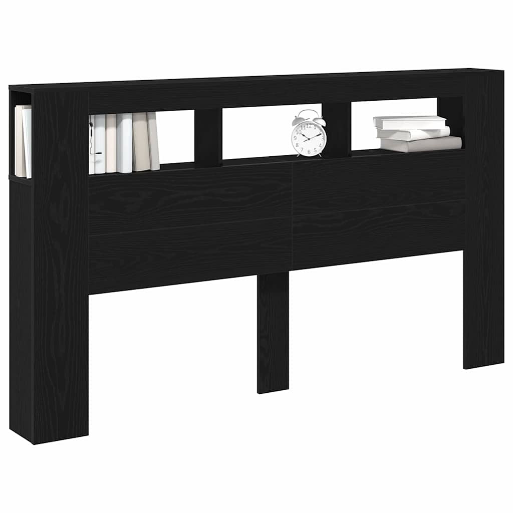 LED Kopfteil Schwarz Eichen-Optik 180 x 18,5 x 103,5 cm