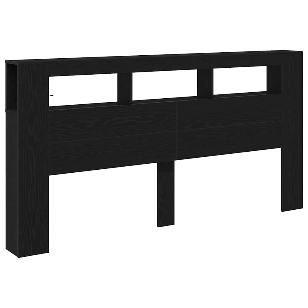 LED Kopfteil Schwarz Eichen-Optik 200 x 18,5 x 103,5 cm