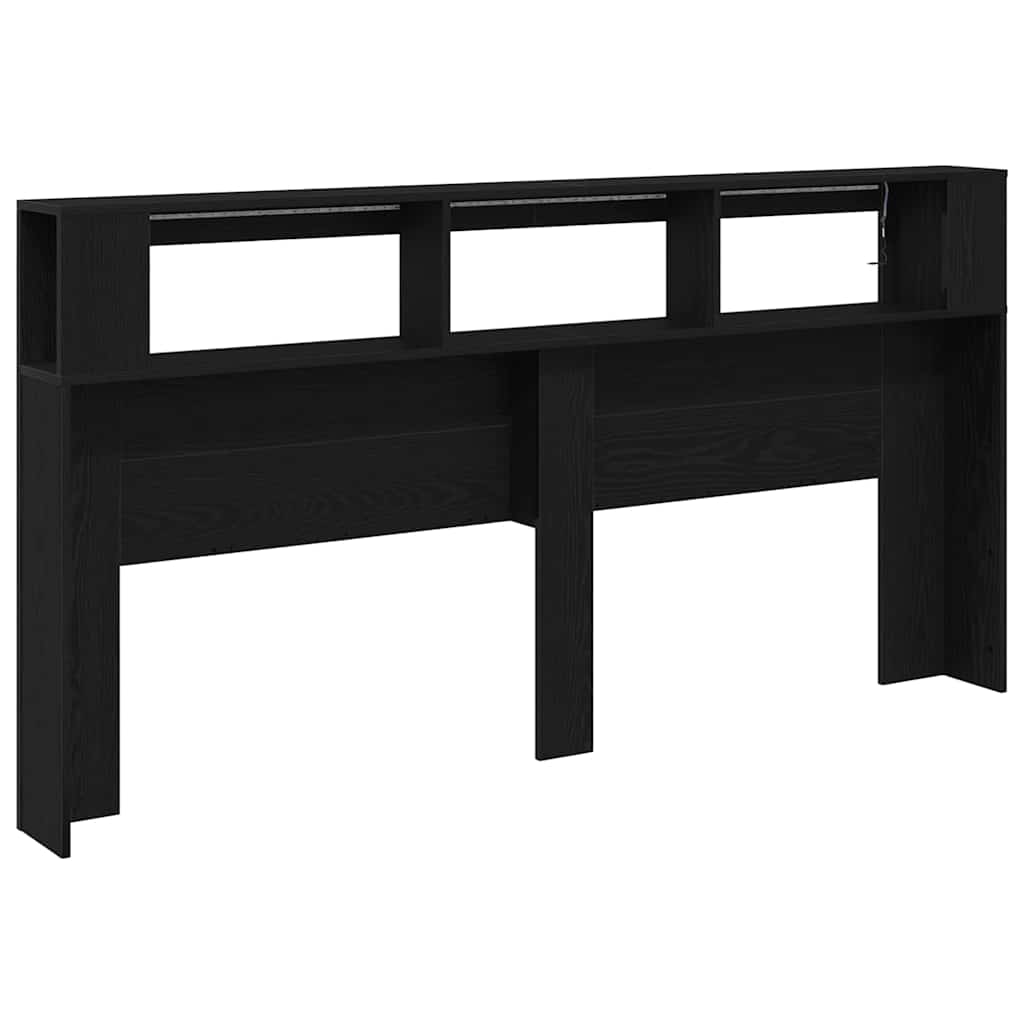 LED Kopfteil Schwarz Eichen-Optik 200 x 18,5 x 103,5 cm