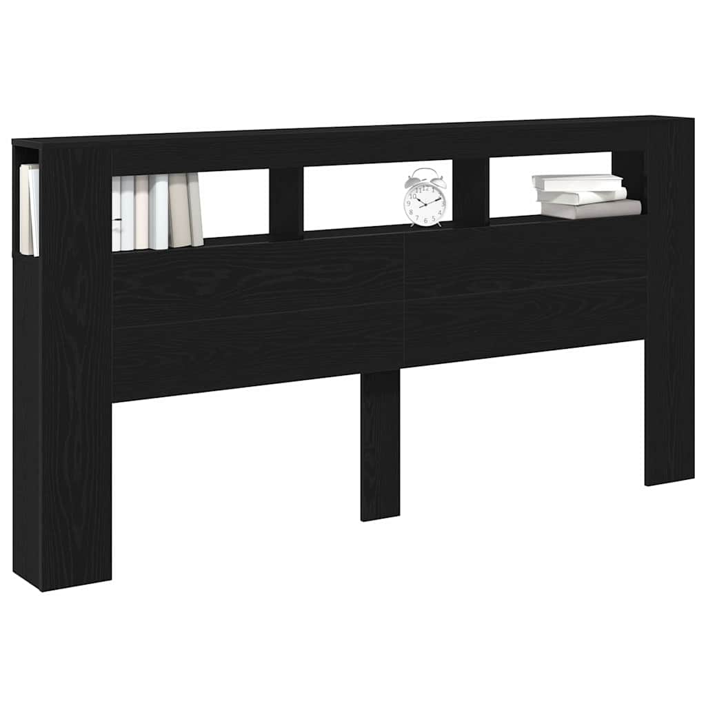 LED Kopfteil Schwarz Eichen-Optik 200 x 18,5 x 103,5 cm