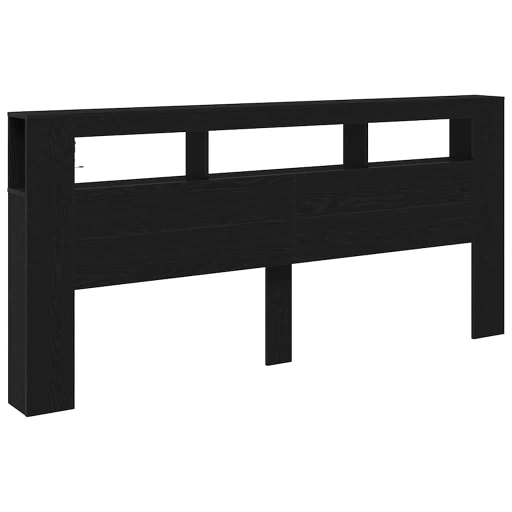 LED Kopfteil Schwarz Eichen-Optik 220 x 18,5 x 103,5 cm