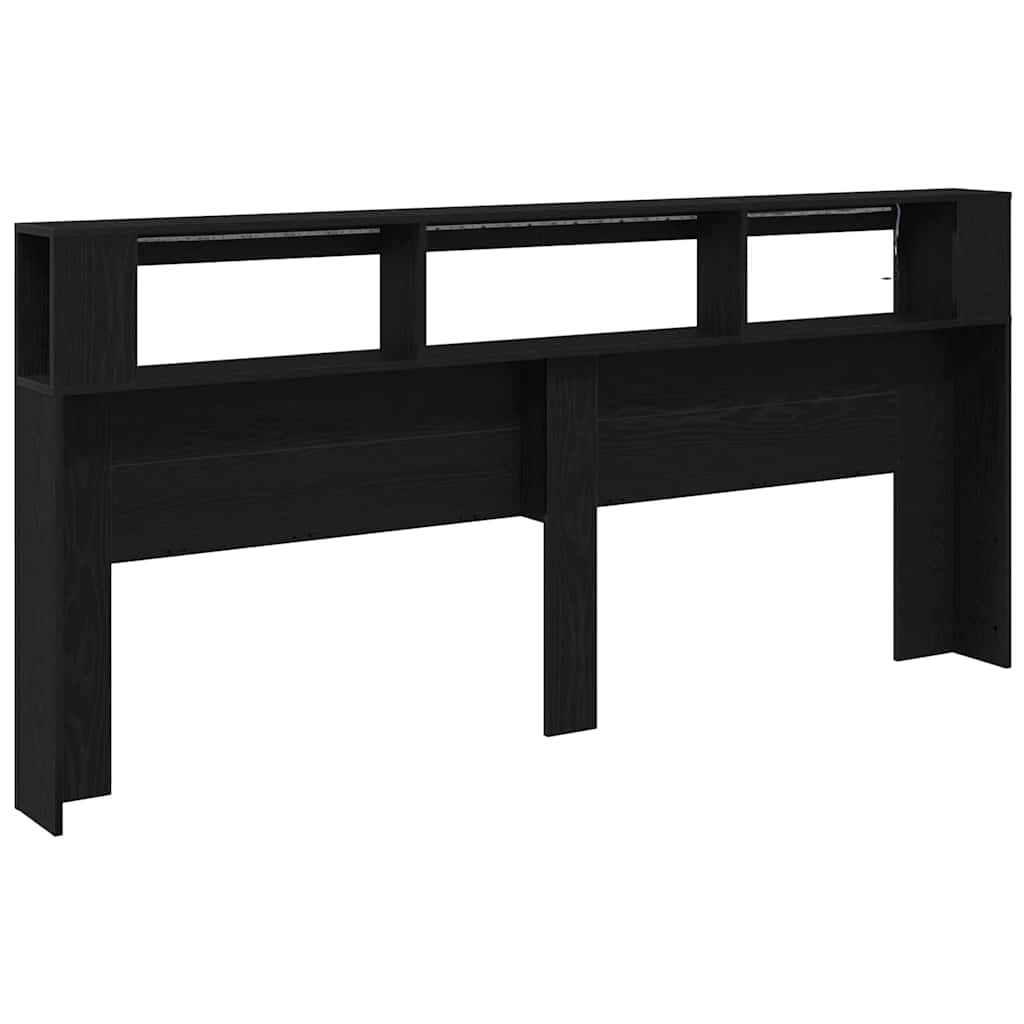 LED Kopfteil Schwarz Eichen-Optik 220 x 18,5 x 103,5 cm