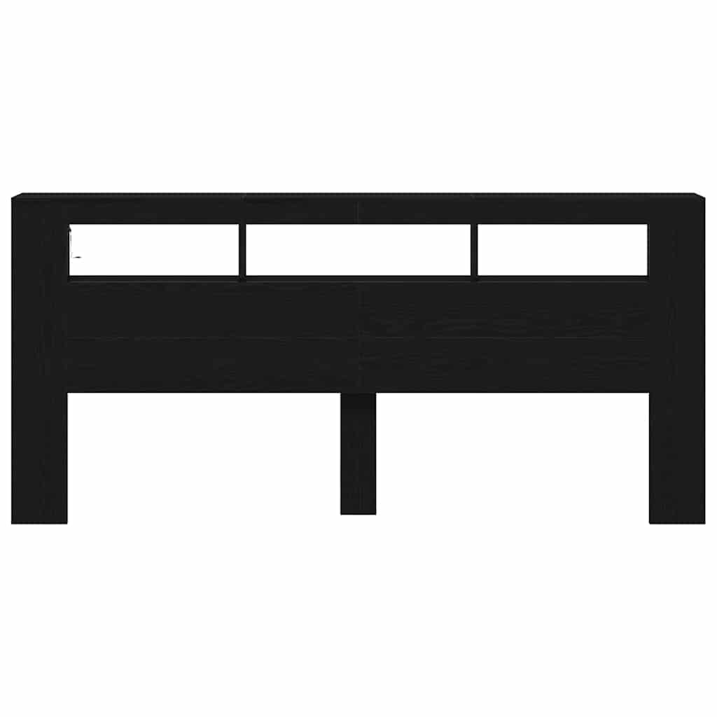 LED Kopfteil Schwarz Eichen-Optik 220 x 18,5 x 103,5 cm