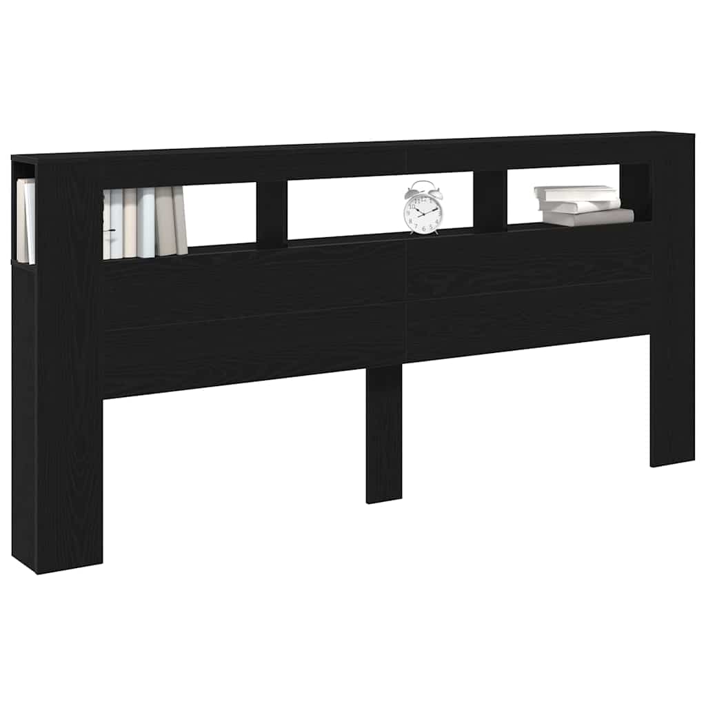 LED Kopfteil Schwarz Eichen-Optik 220 x 18,5 x 103,5 cm