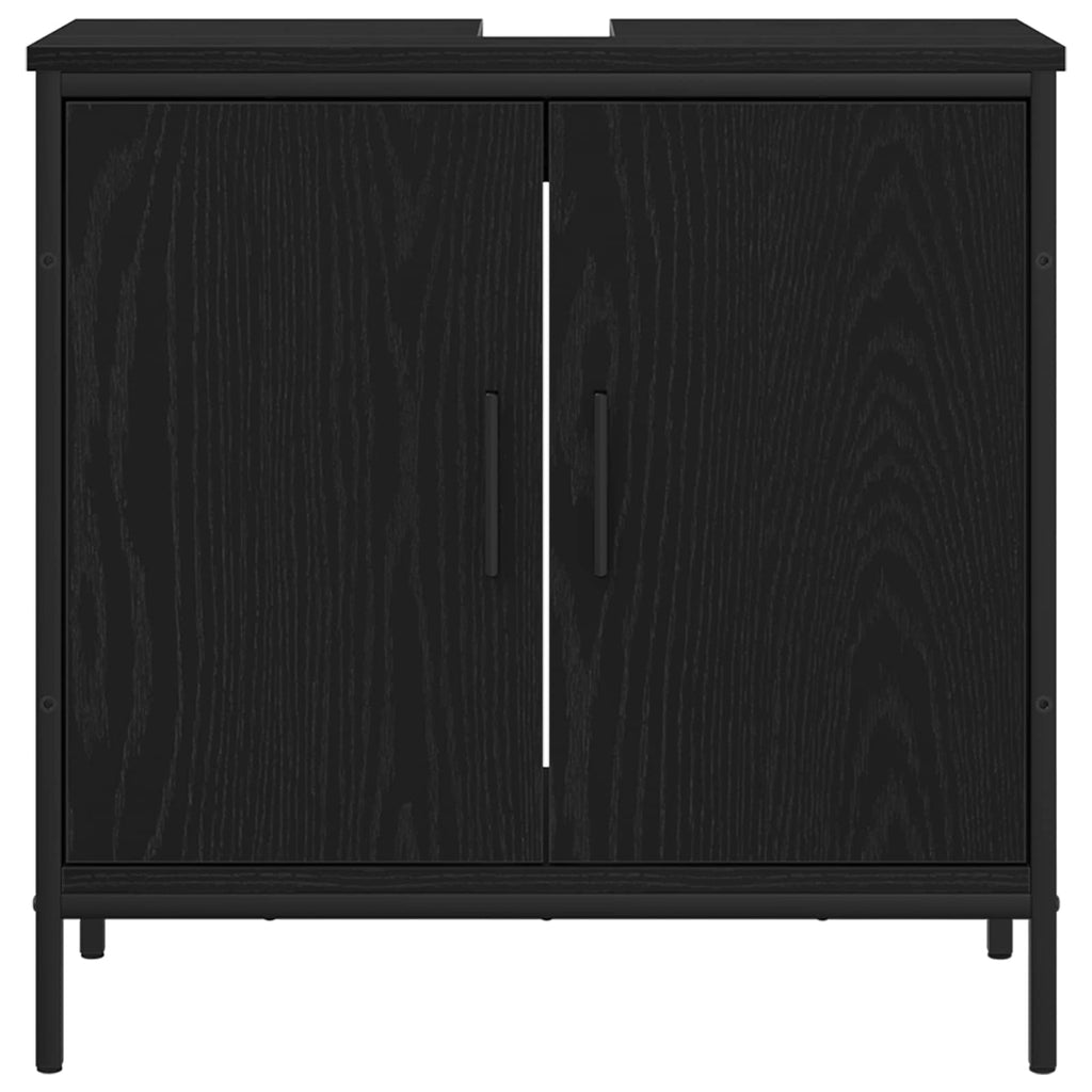 Waschbeckenschrank mit Tür Schwarz Eichen-Optik 60 x 30 x 60 cm