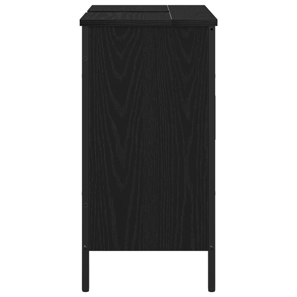 Waschbeckenschrank mit Tür Schwarz Eichen-Optik 60 x 30 x 60 cm
