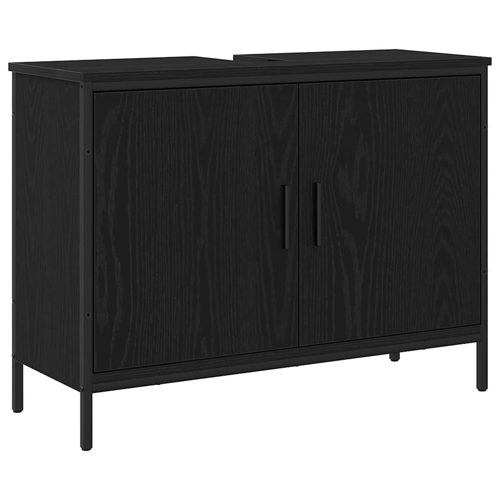 Waschbeckenschrank mit Tür Schwarz Eichen-Optik 80 x 30 x 60 cm