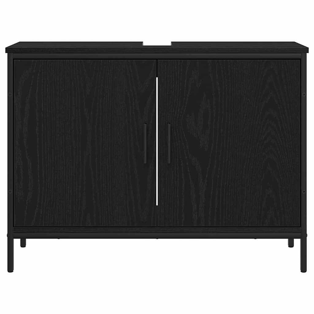 Waschbeckenschrank mit Tür Schwarz Eichen-Optik 80 x 30 x 60 cm