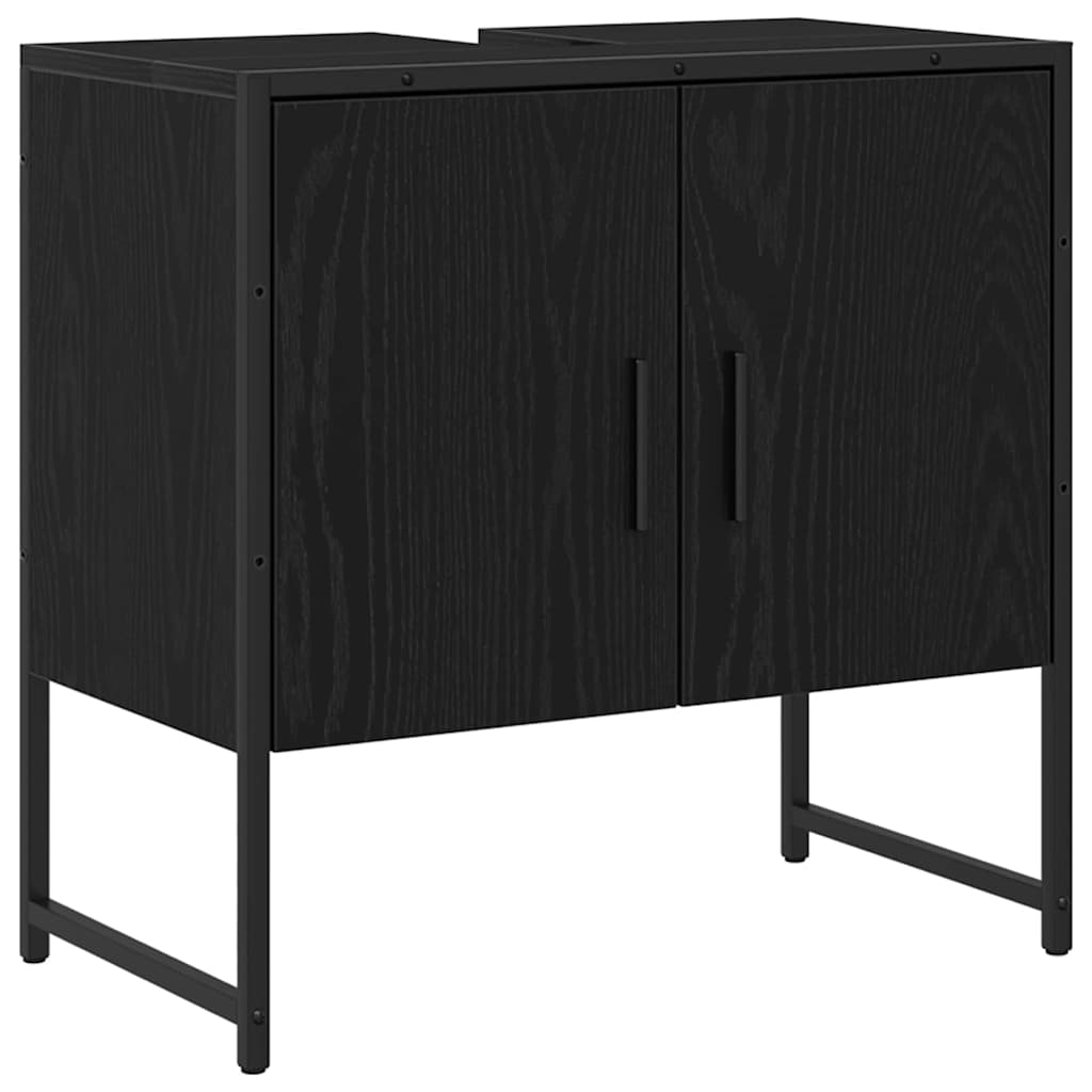 Waschbeckenschrank mit Tür Schwarz Eichen-Optik 60 x 30 x 60 cm