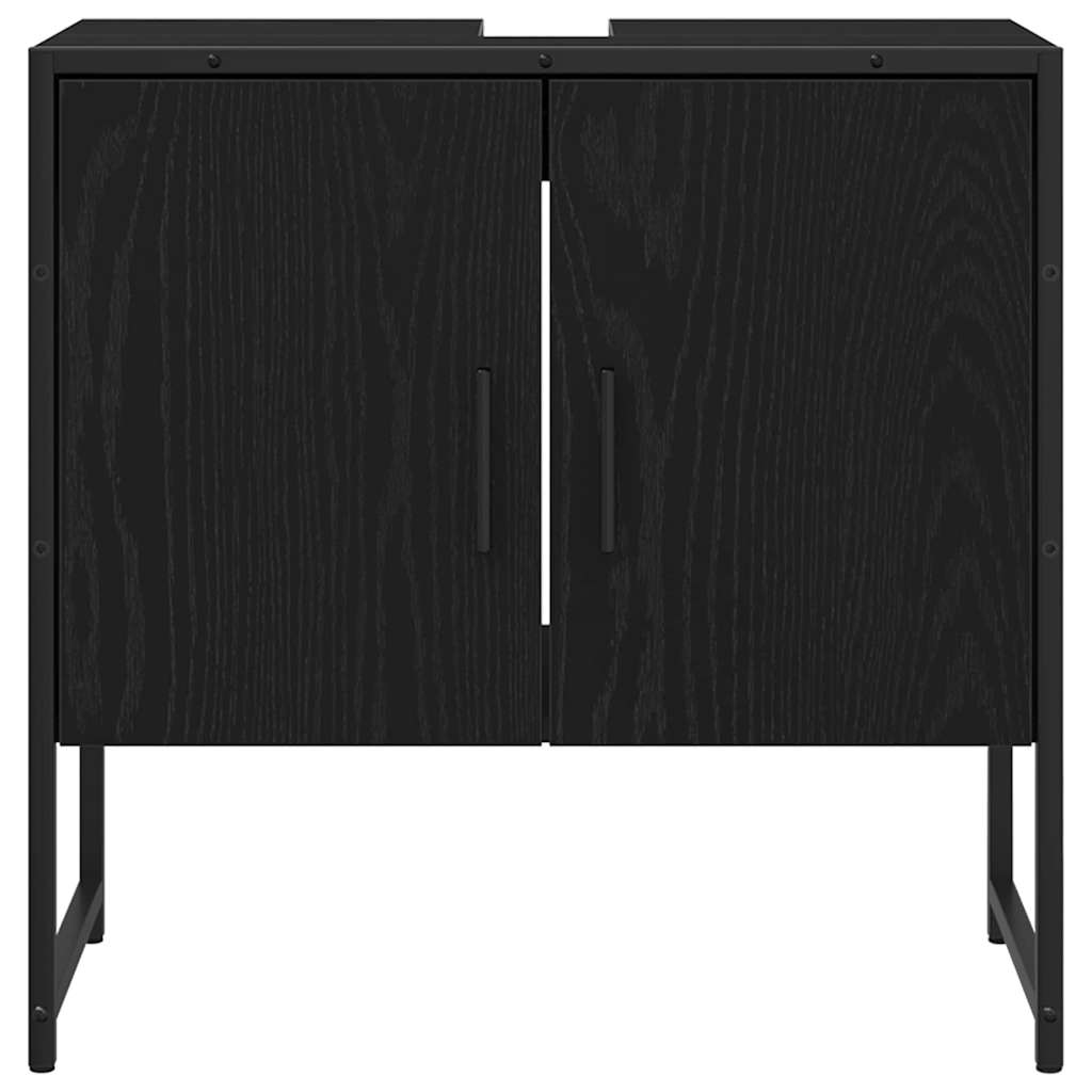 Waschbeckenschrank mit Tür Schwarz Eichen-Optik 60 x 30 x 60 cm