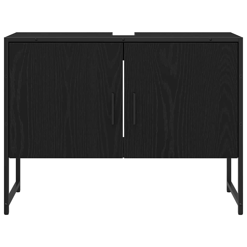 Waschbeckenschrank mit Tür Schwarz Eichen-Optik 80 x 30 x 60 cm