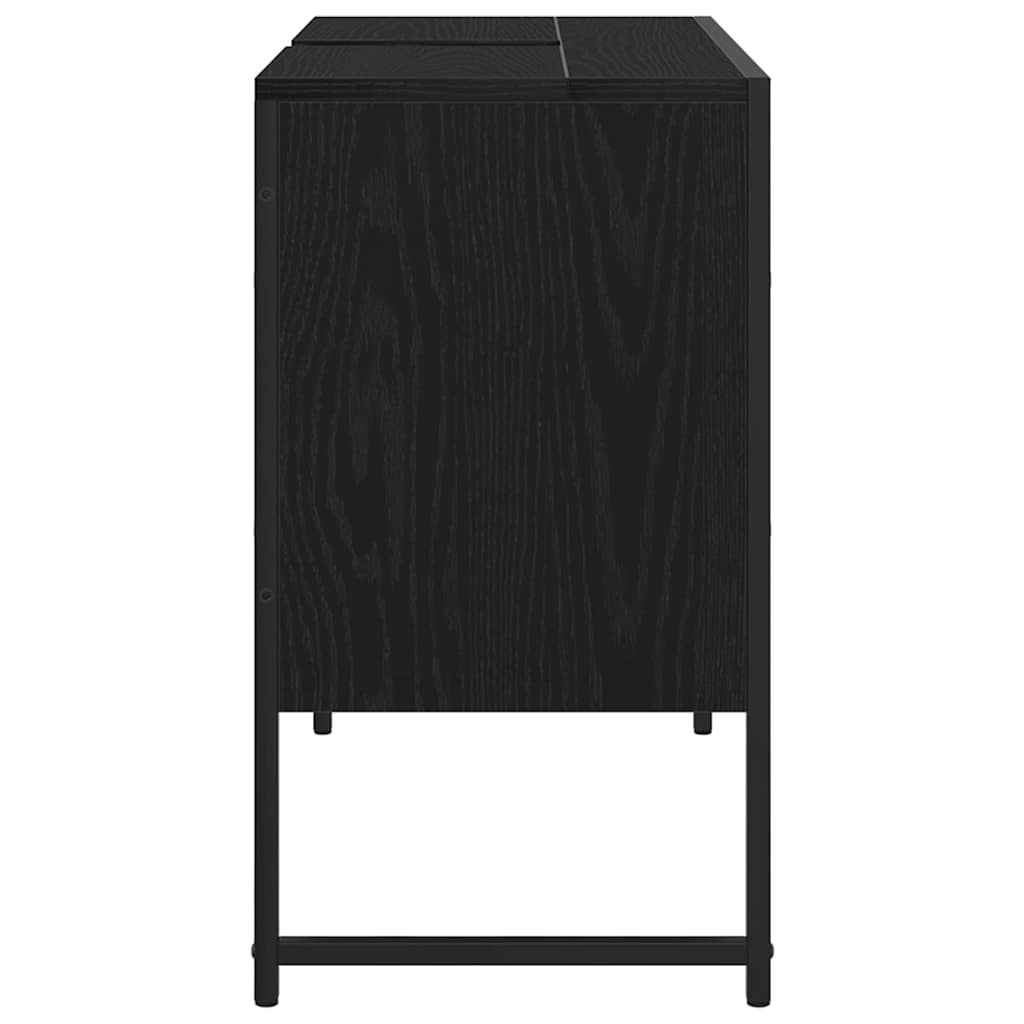 Waschbeckenschrank mit Tür Schwarz Eichen-Optik 80 x 30 x 60 cm