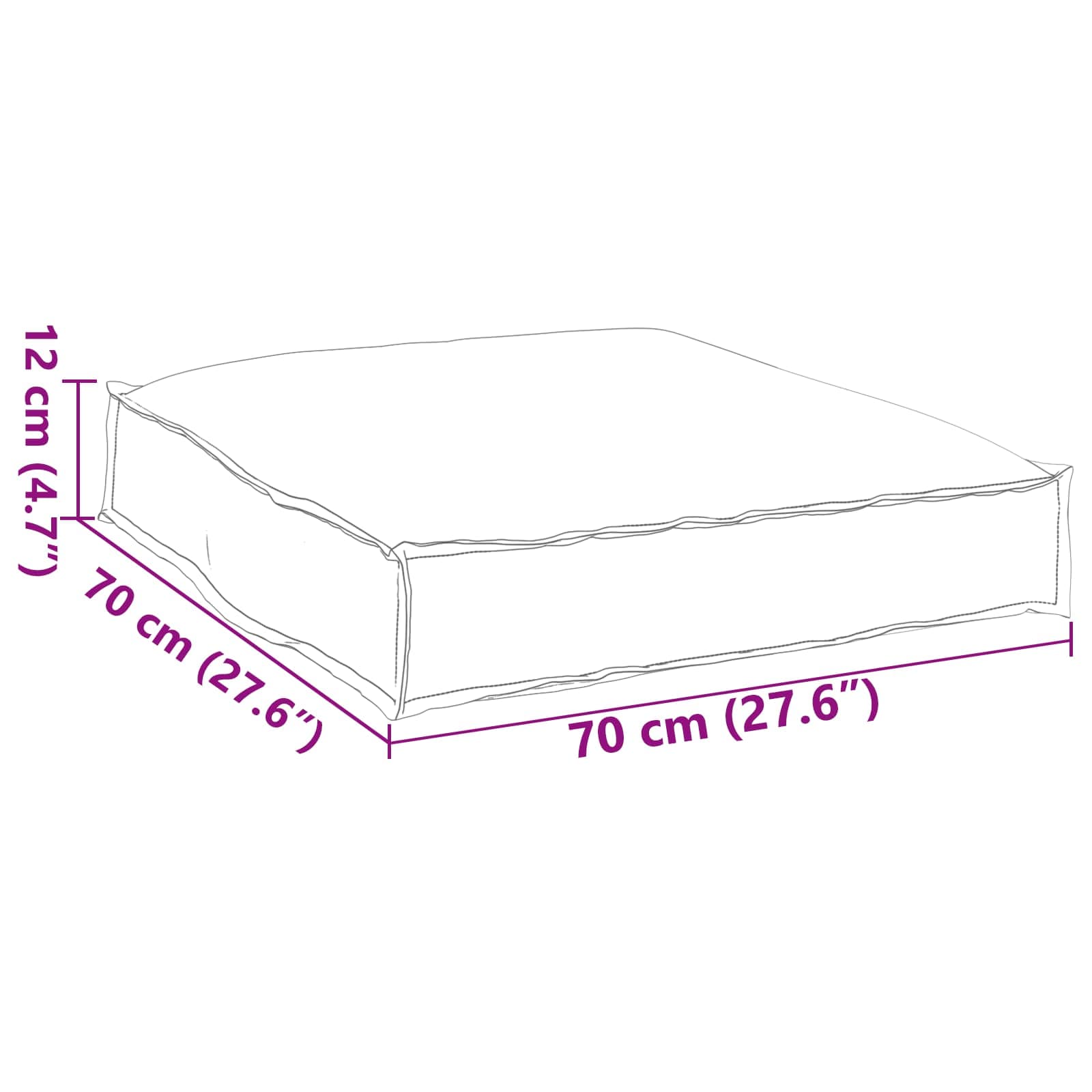 Kissen Anthrazit 70 x 70 x 12 cm Oxford-Stoff