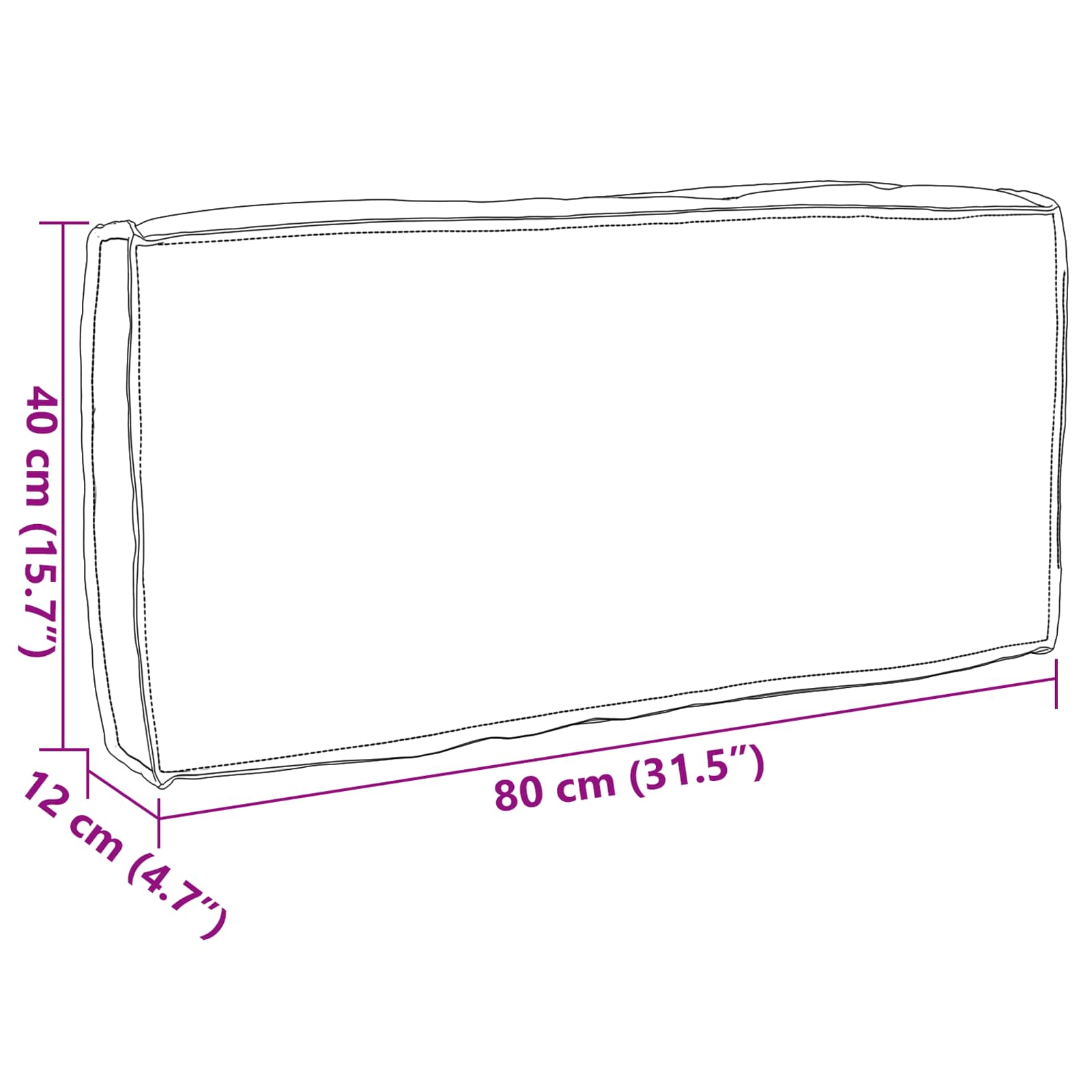 Kissen Anthrazit 80 x 40 x 12 cm Oxford-Stoff