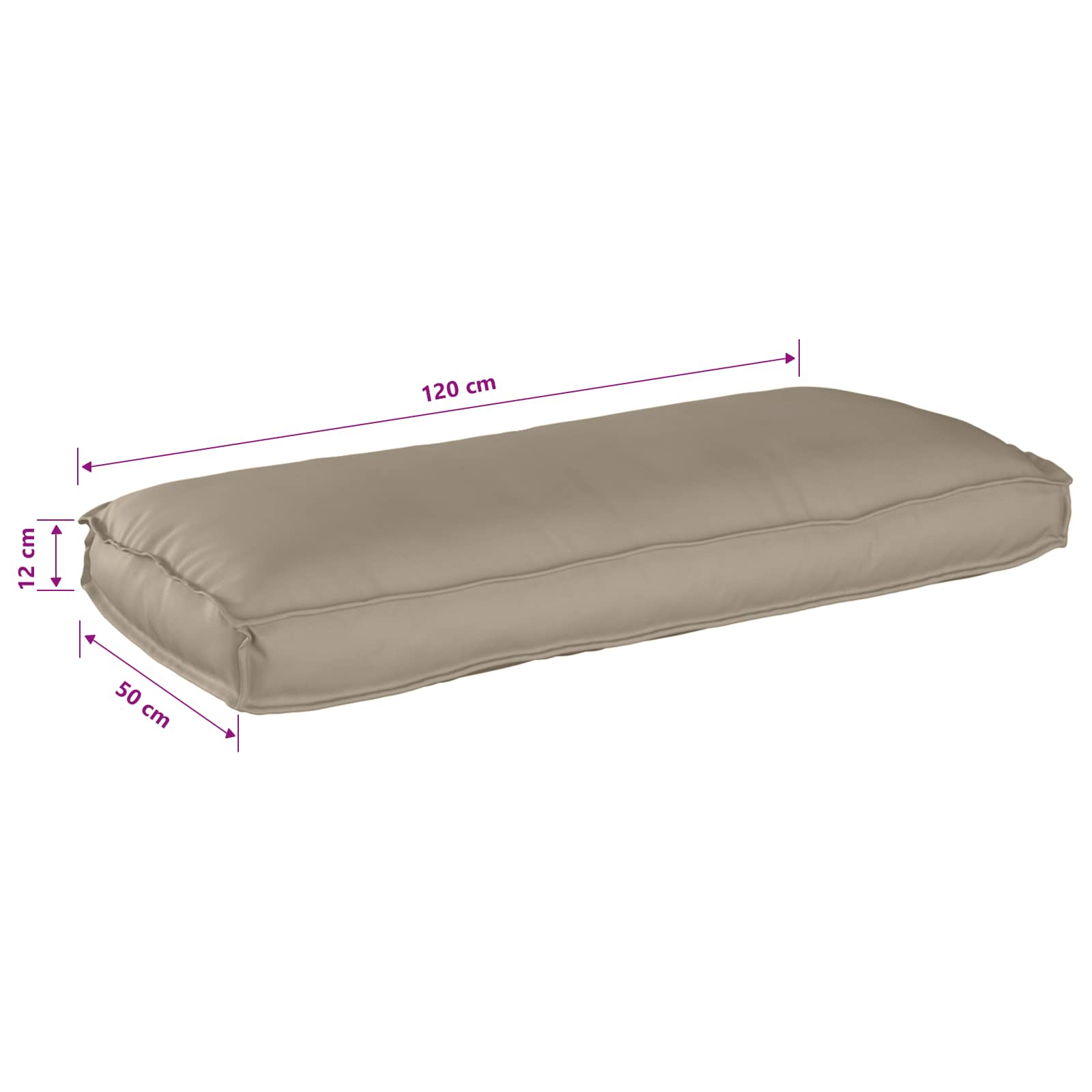 Kissen Taupe 120 x 50 x 12 cm Oxford-Stoff