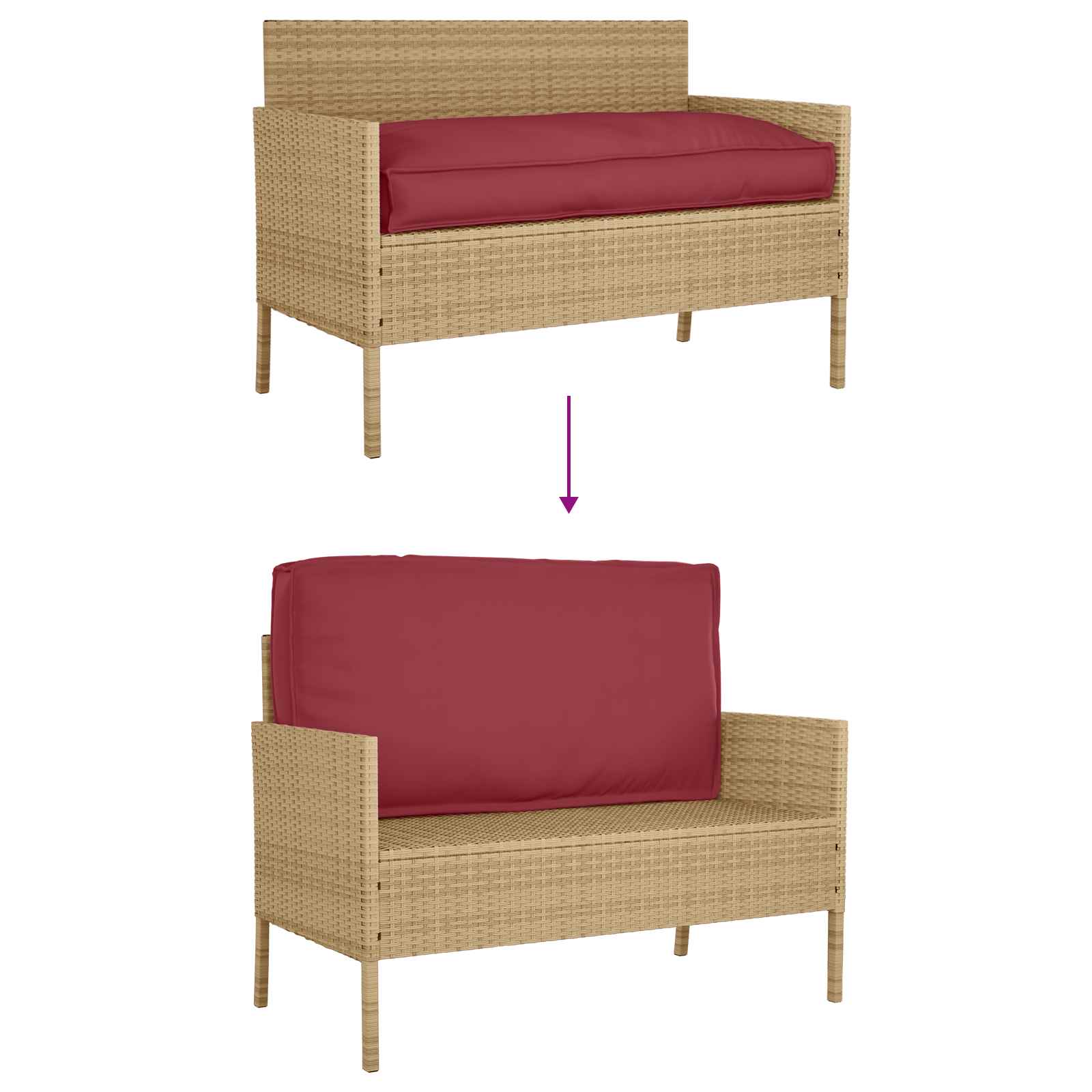 Kissen Weinrot 120 x 60 x 12 cm Oxford-Stoff