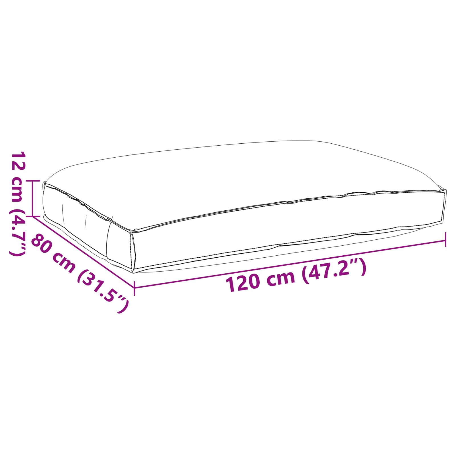 Kissen Königsblau 120 x 80 x 12 cm Oxford-Stoff