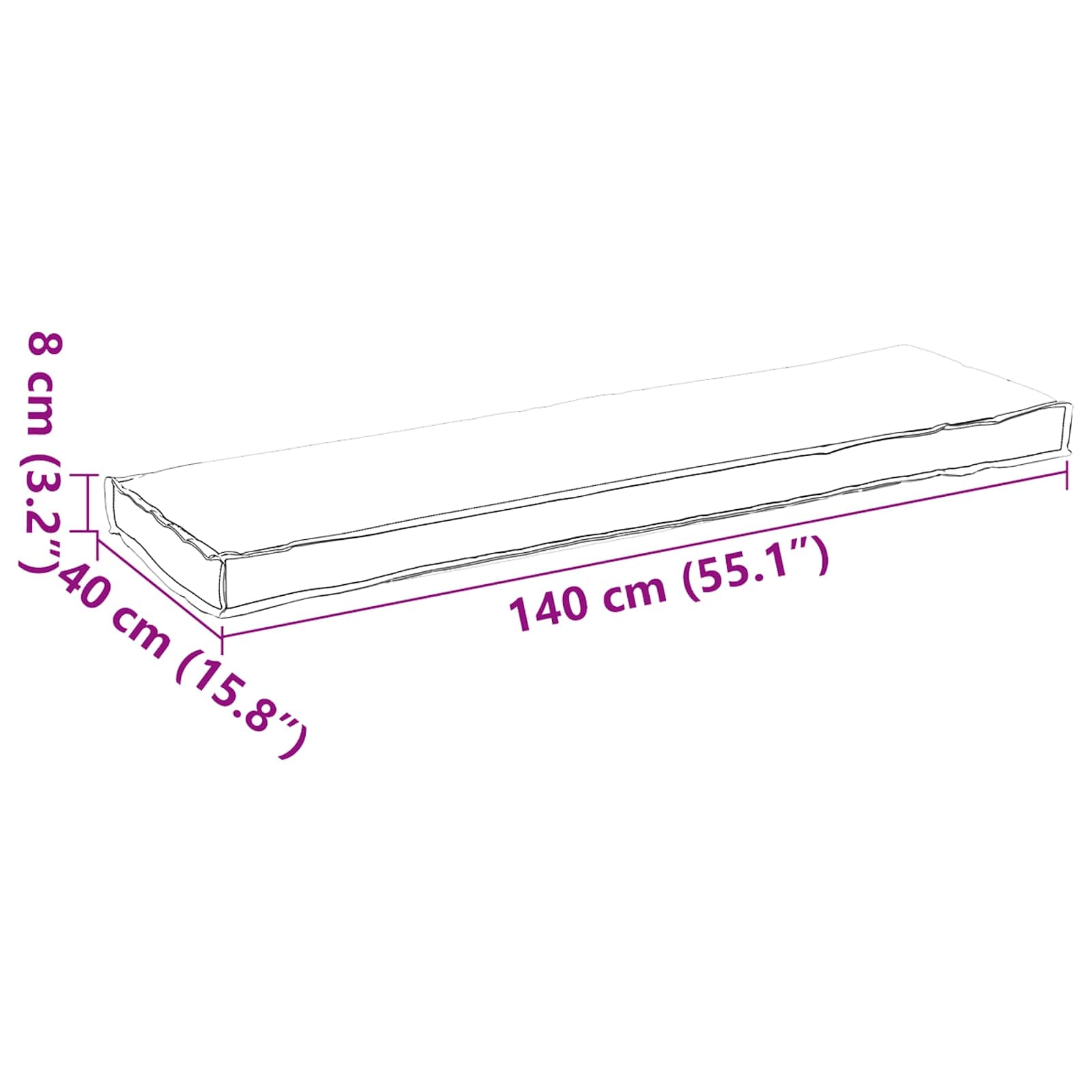 Kissen Taupe 140 x 40 x 8 cm Oxford-Stoff