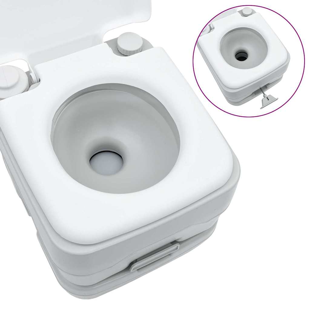 Camping-Toilette Grau und Weiß 41,5 x 36,5 x 30 cm Polyethylen