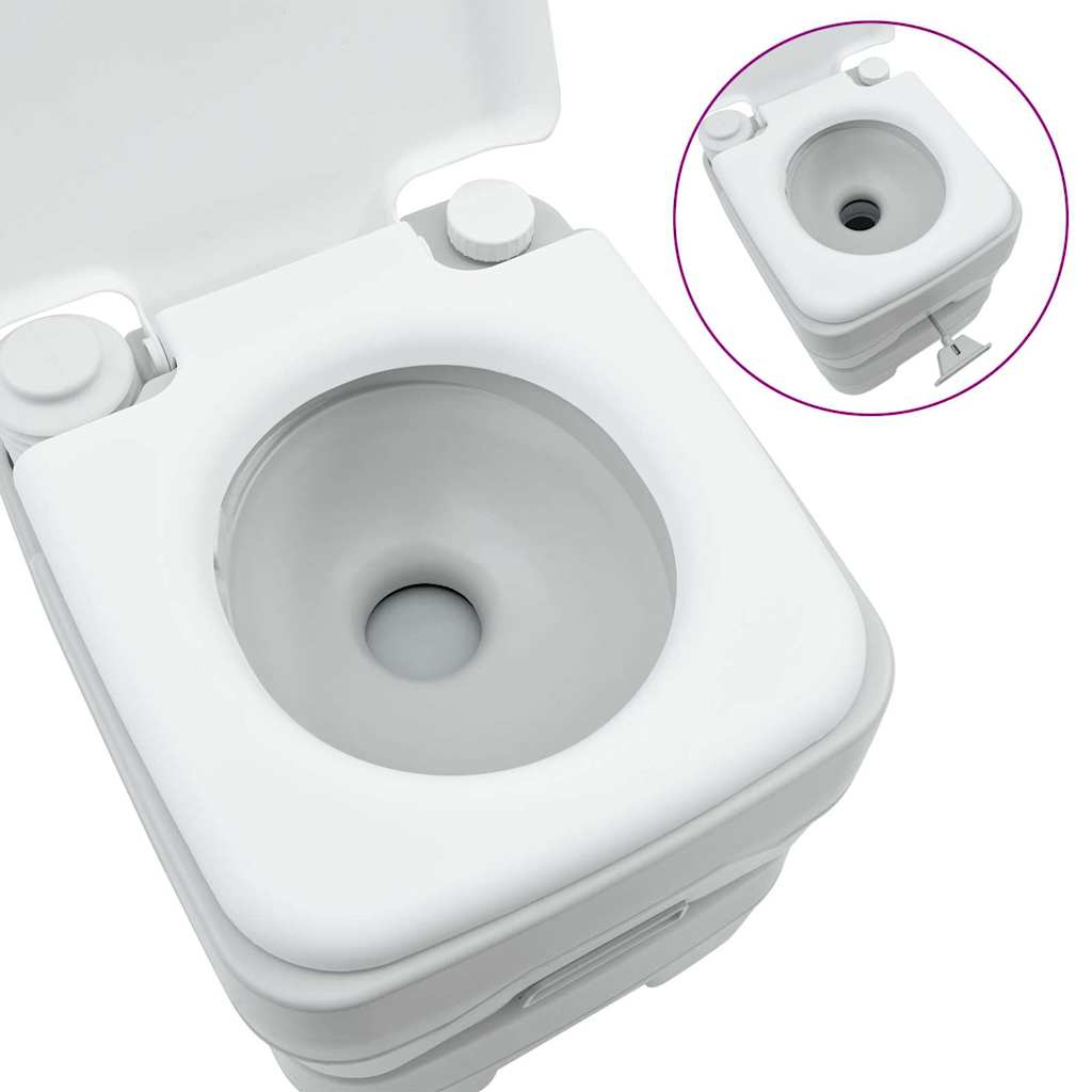 Camping-Toilette Grau und Weiß 41,5 x 36,5 x 42 cm Polyethylen