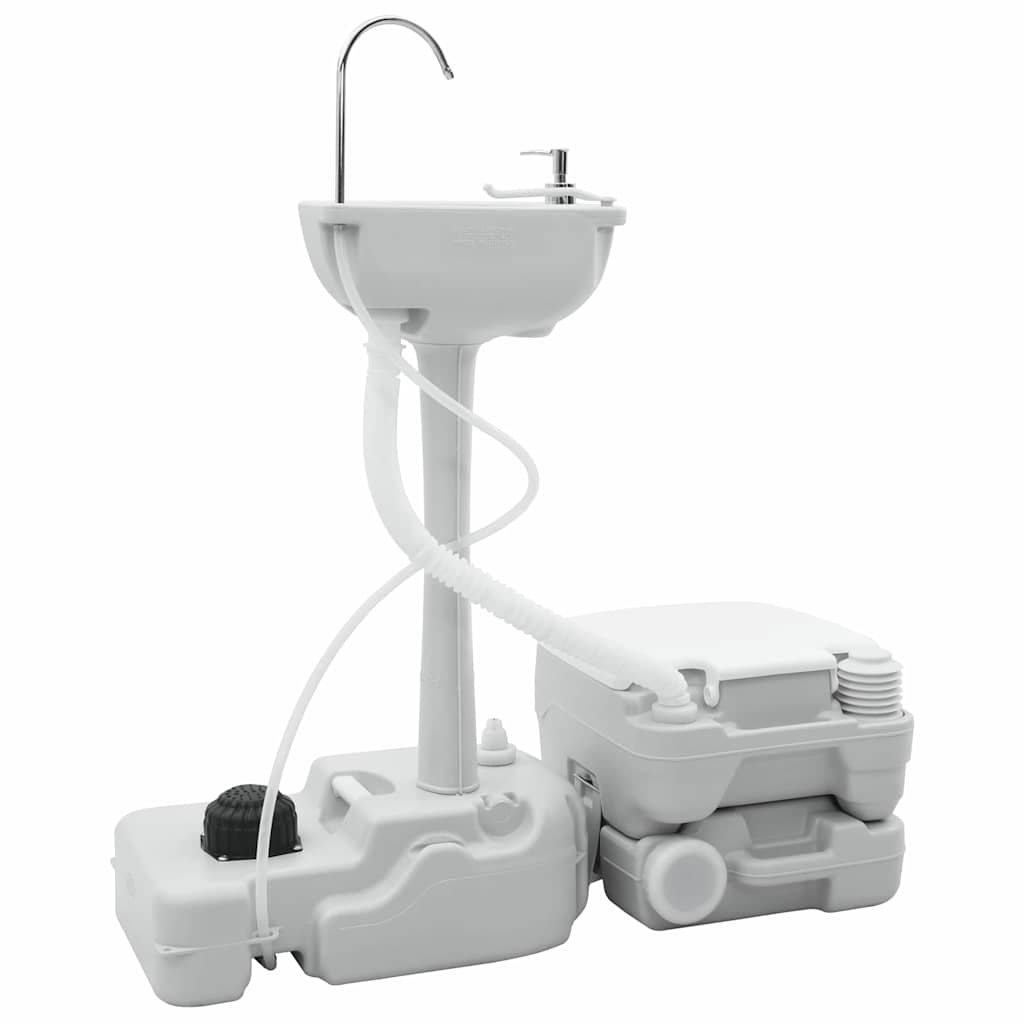 Camping Toiletten-Set 2 pcs Grau und Weiß