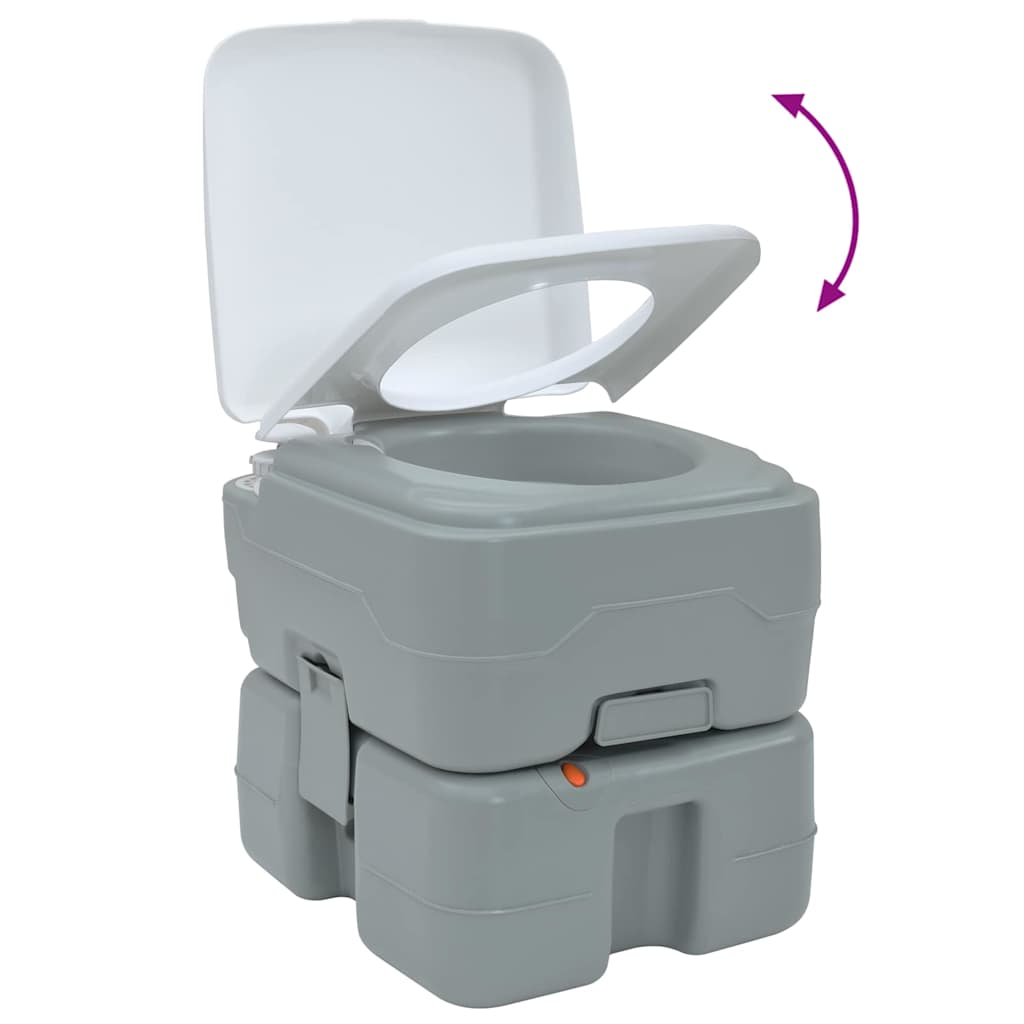 Camping-Toilette Grau und Weiß 41,5 x 36,5 x 37,5 cm