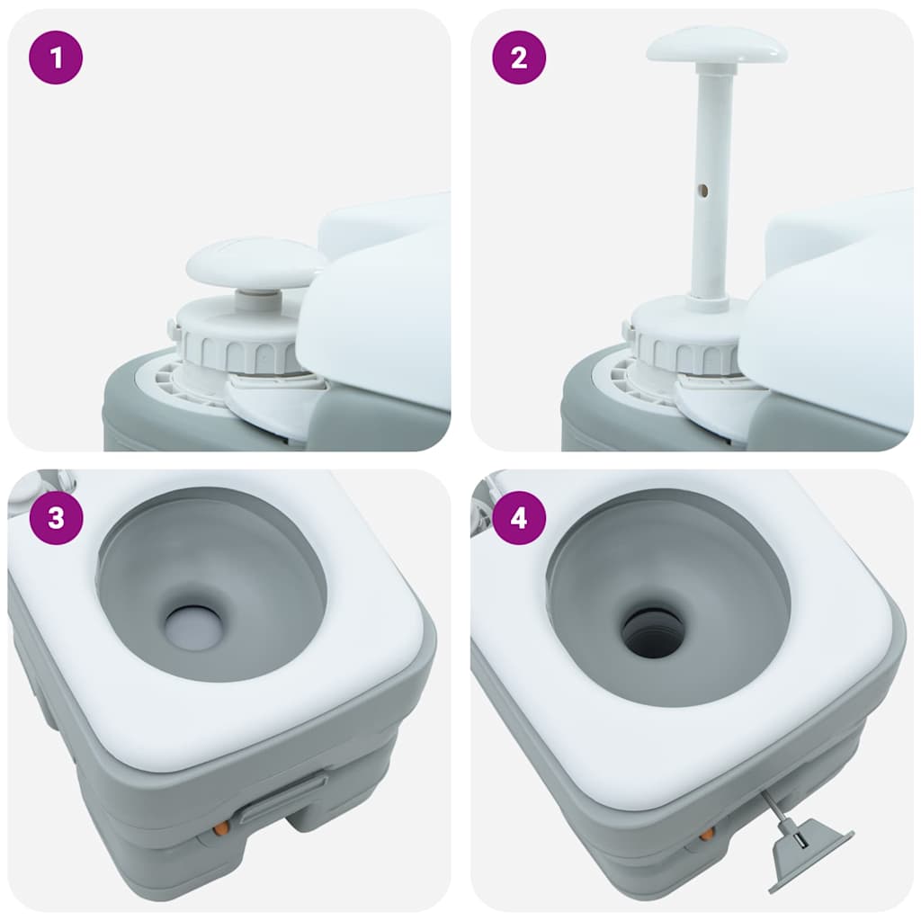 Camping-Toilette Grau und Weiß 41,5 x 36,5 x 37,5 cm